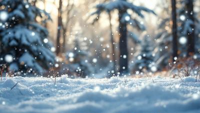 Primary subject: Snow
Setting/background: Trees and snow-covered ground
Visual style: Photo
Colors and mood: White snow, creating a serene and peaceful atmosphere.